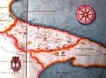 Provintia de Terra di Barida Stelliola Cartaro, Il Regno di Napoli distinto in dodeci provincie, ms. cartaceo acquerellato, [1645]    (Ms. I 131)